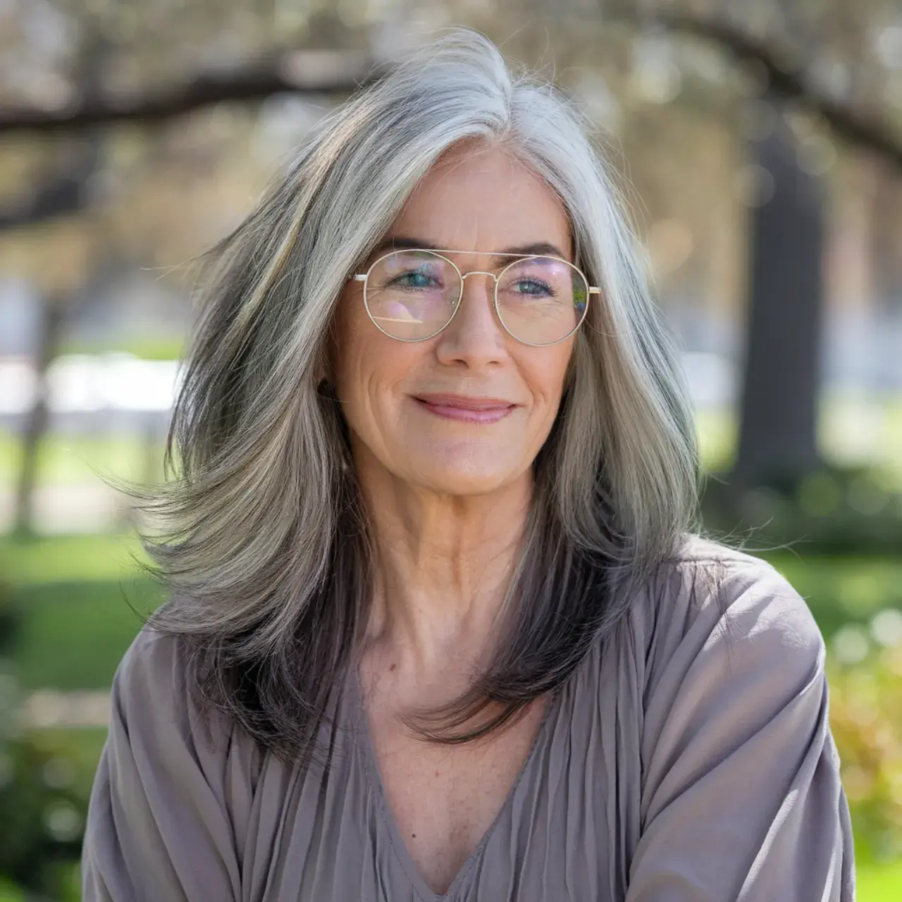 33. Long Shaggy Layers with Side Part