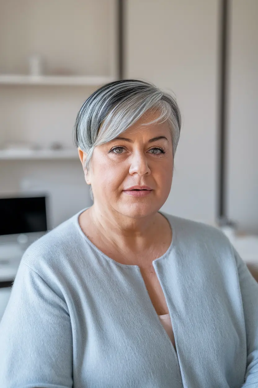 40 Trendy Hairstyles for Women Over 50 with Round Faces 23 12. Pixie Bob