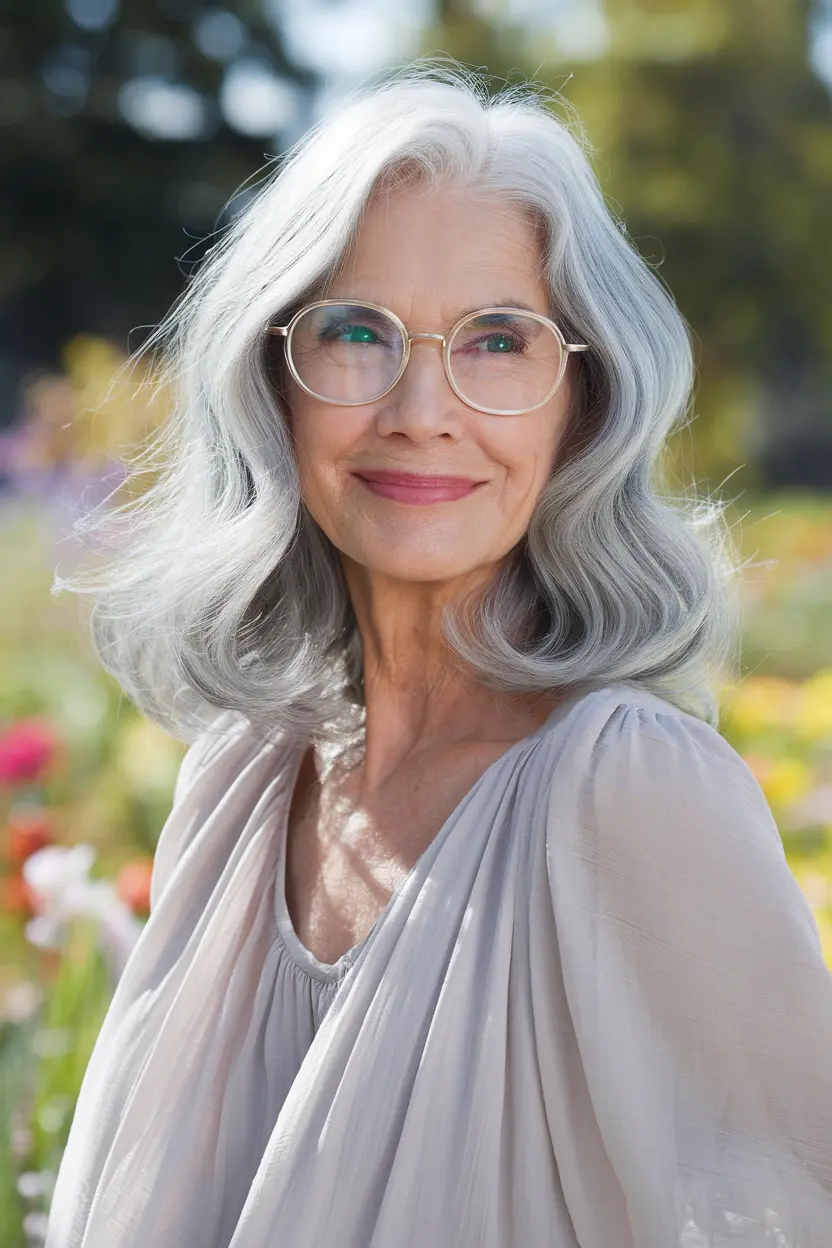 Best Hairstyles for Women Over 70 with Glasses 33 17. Chin Length Waves