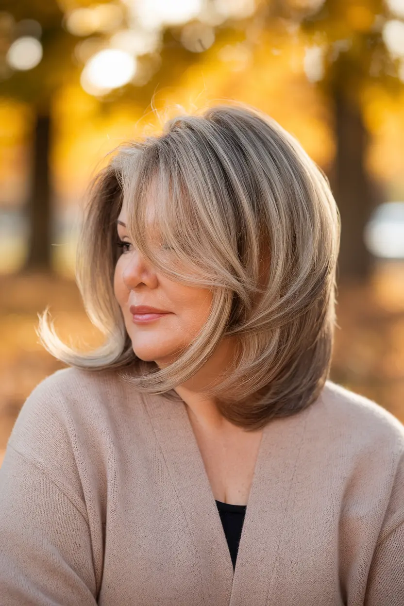 40 Trendy Hairstyles for Women Over 50 with Round Faces 33 17. Shoulder Length Layers