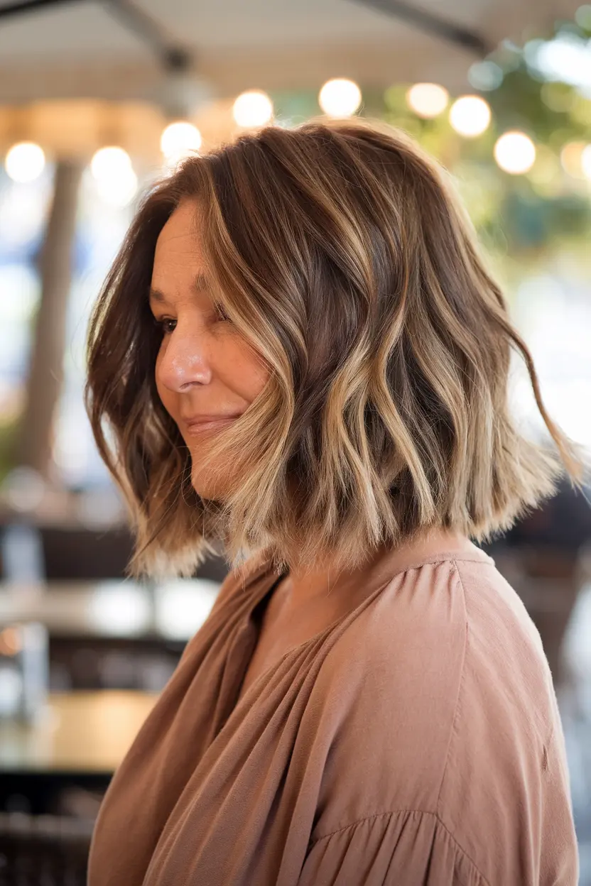 40 Trendy Hairstyles for Women Over 50 with Round Faces 39 20. Tousled Wob Wavy Bob