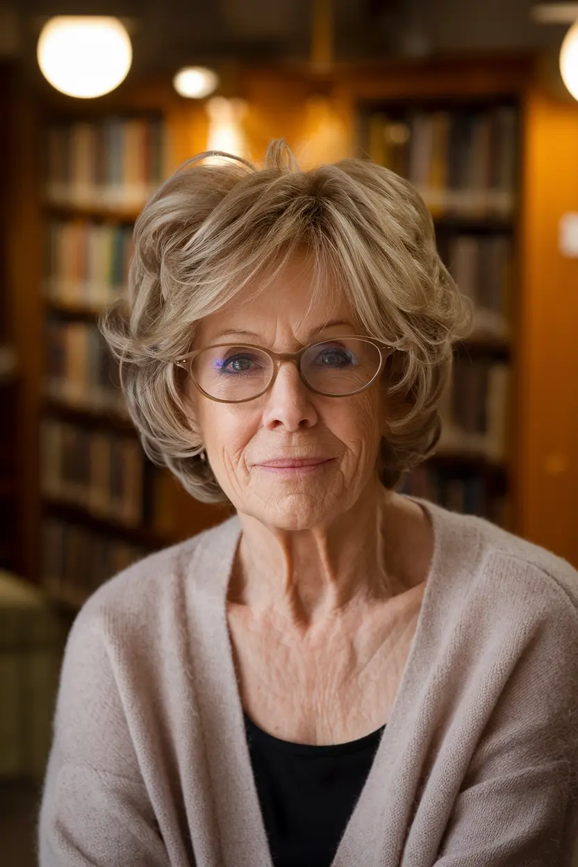 Best Hairstyles for Women Over 70 with Glasses 49 25. Layered Short Curl