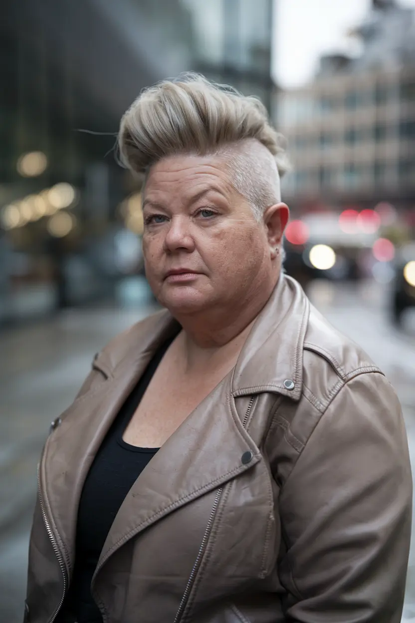 40 Trendy Hairstyles for Women Over 50 with Round Faces 51 26. Pixie with Pompadour