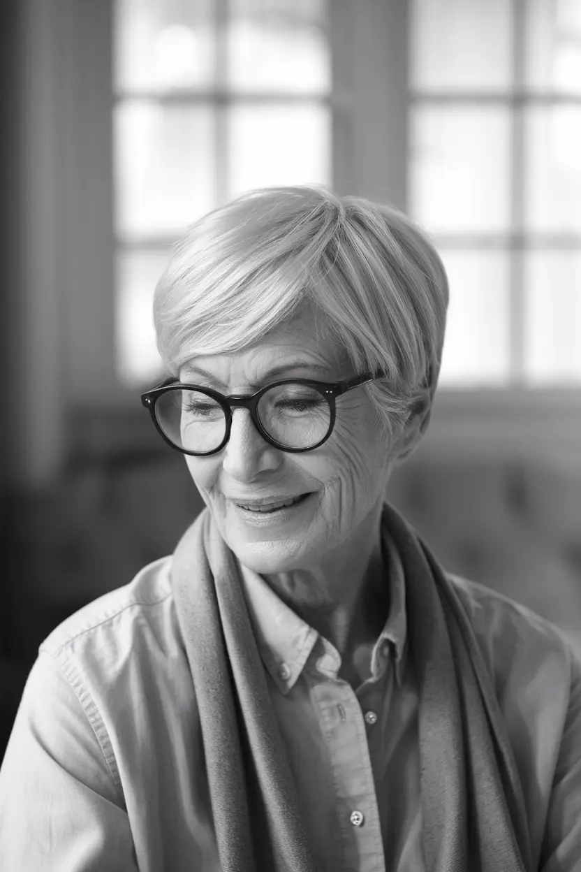 Best Hairstyles for Women Over 70 with Glasses 57 29. Pixie Bob
