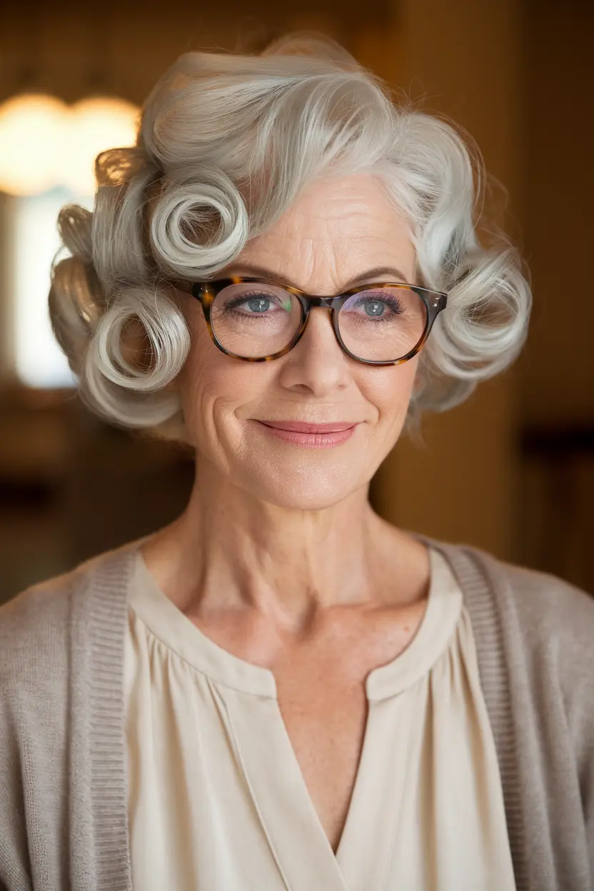 Best Hairstyles for Women Over 70 with Glasses 69 35. Curled Bob with Side Part