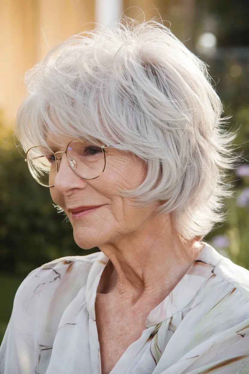 Best Hairstyles for Women Over 70 with Glasses 73 37. Soft Choppy Layers