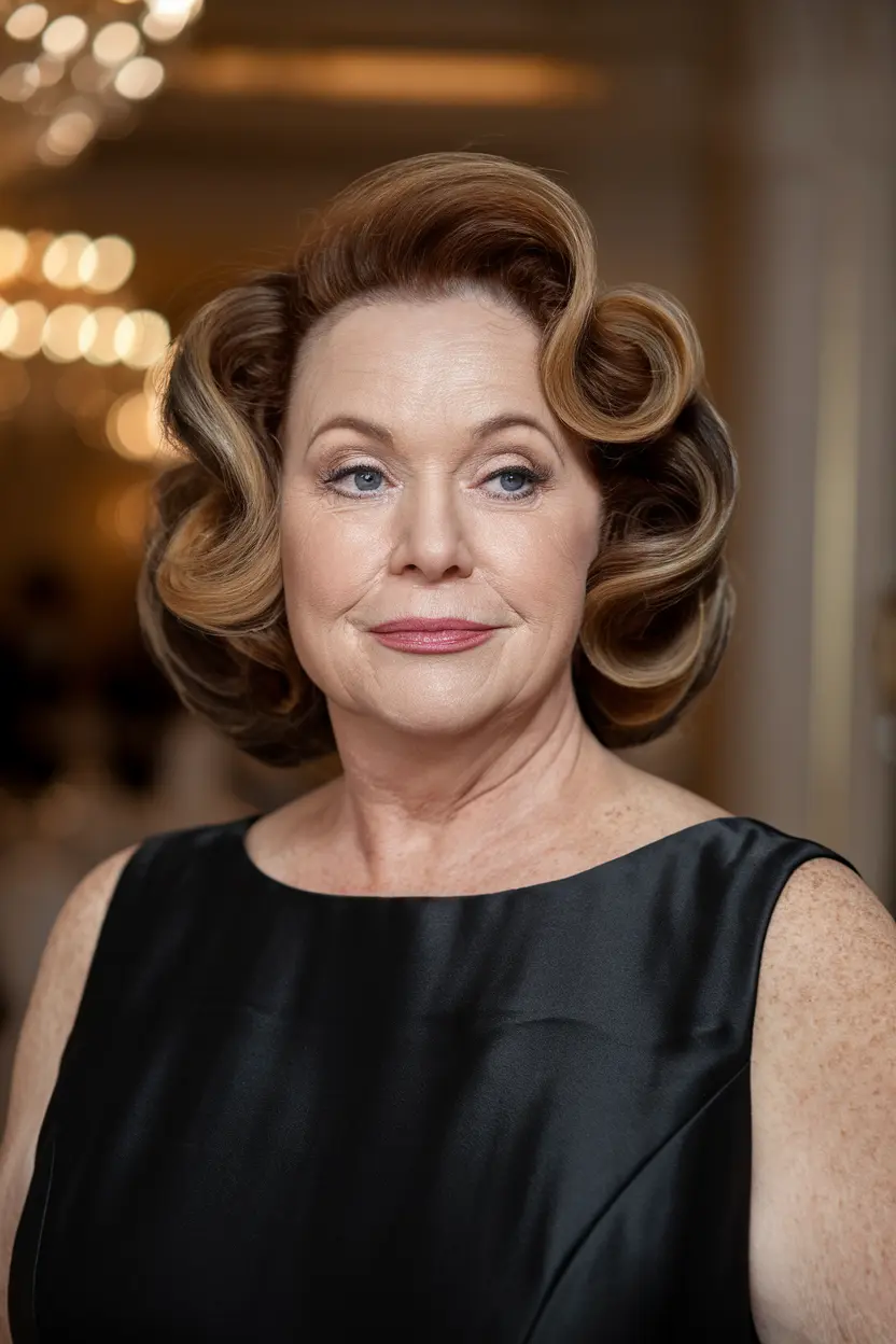 40 Trendy Hairstyles for Women Over 50 with Round Faces 75 38. Retro Glam Waves