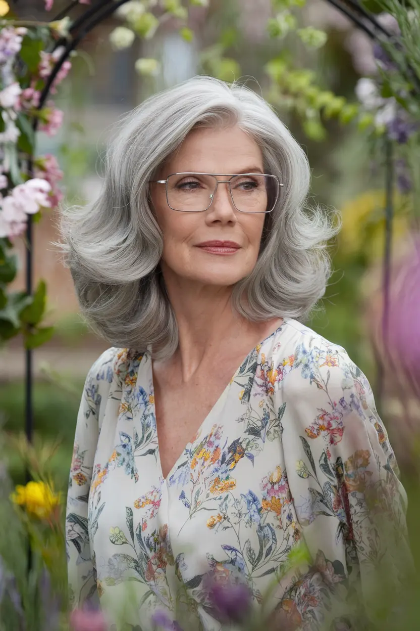 Best Hairstyles for Women Over 70 with Glasses 7 4. Medium Length Waves