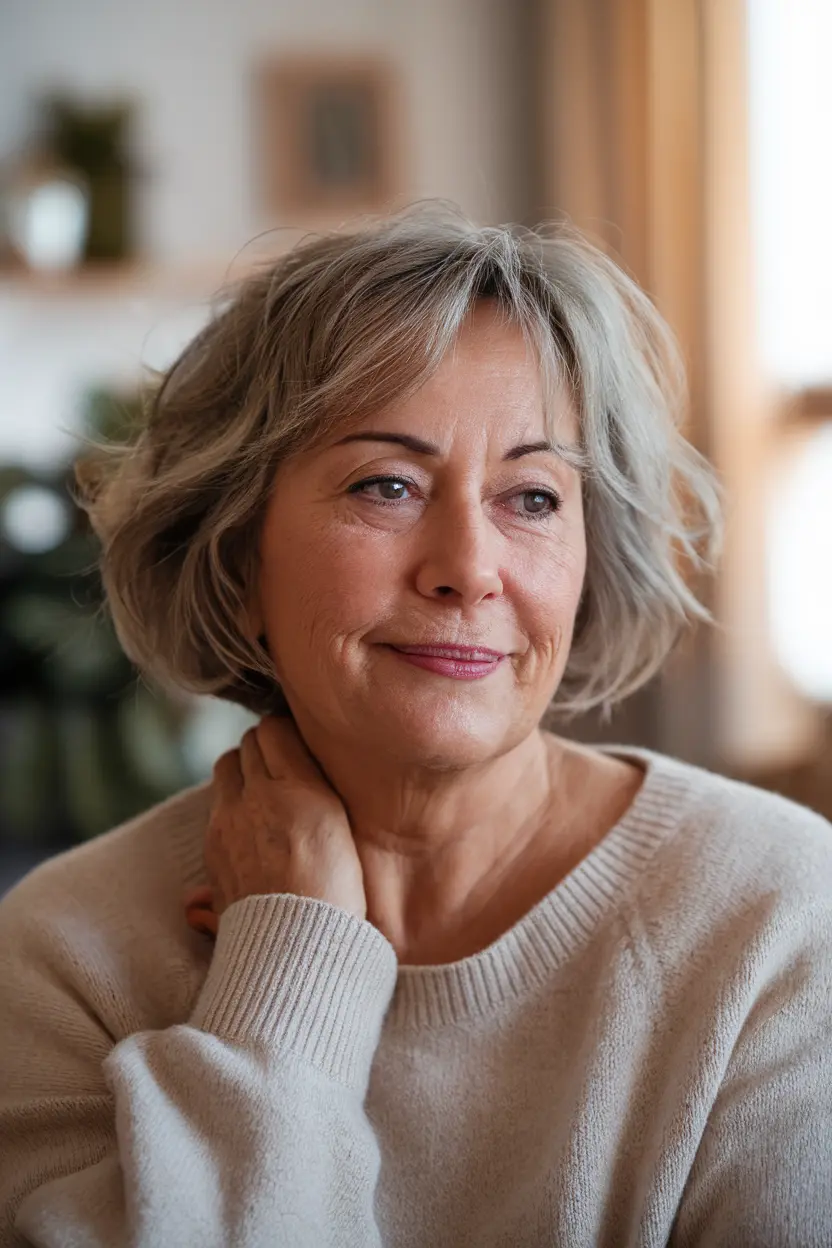 40 Trendy Hairstyles for Women Over 50 with Round Faces 13 7. Short Wavy Cut