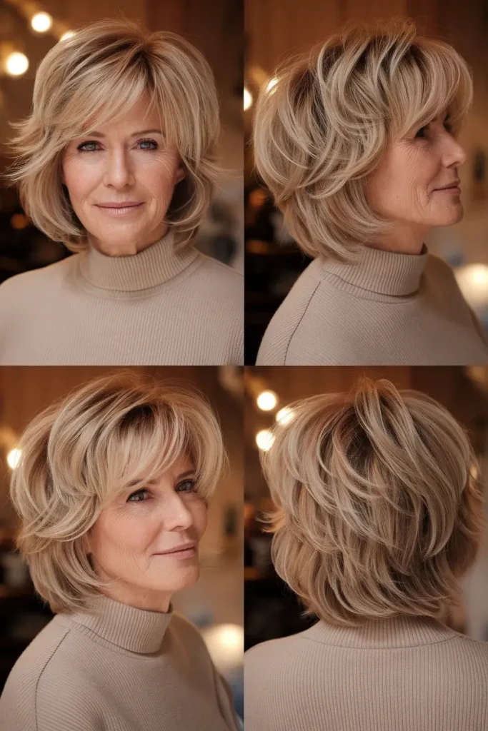 86 Fresh short shaggy hairstyles for women over 60 3 Feminine Caramel Blonde short shaggy hairstyles for women over 60