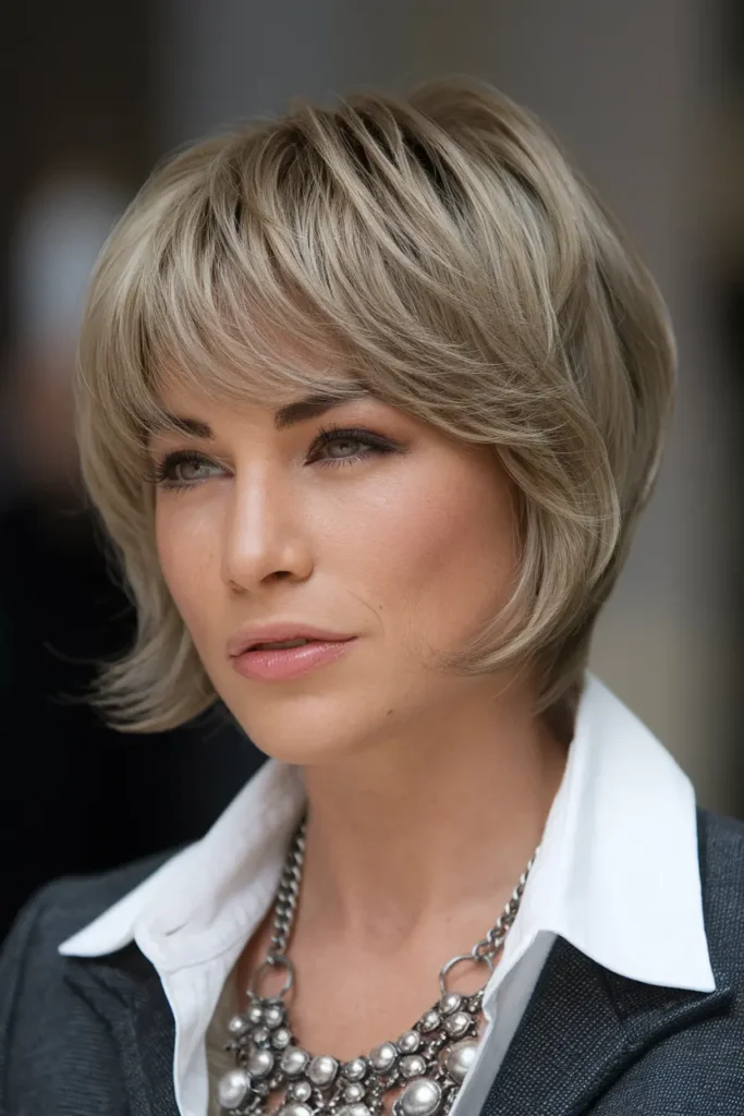 10. Short Layered Bob with Fringe 1