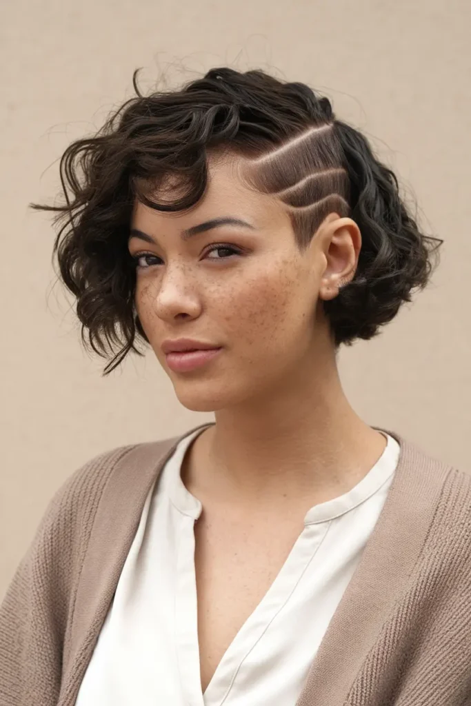 19. Curly Crop with Side Part 1