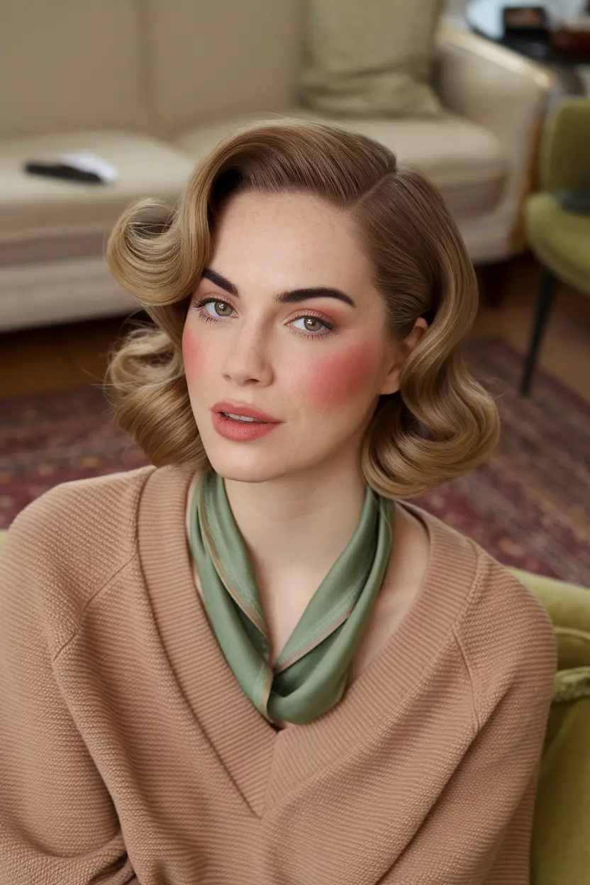 70 Must-Try Medium length Wavy Hairstyles That Shine in 2025 1 Retro Waves Medium Length Wavy Hairstyles