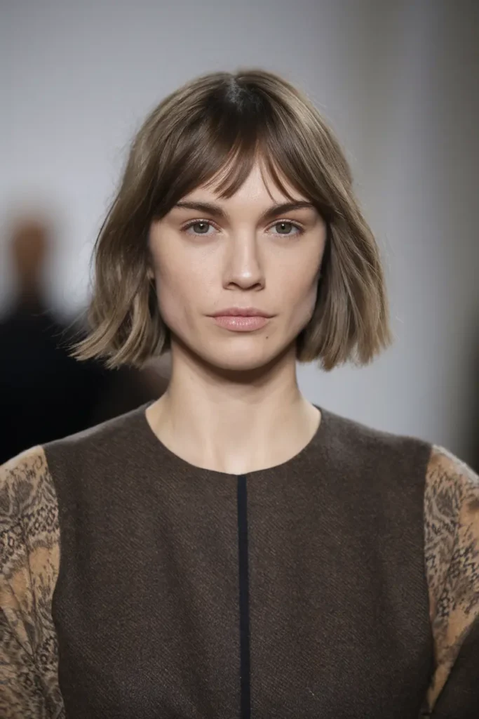 Short Hair With Curtain Bangs? Try These 42 Looks! 11 11. Sleek and Chic Middle Part Cut with Bangs