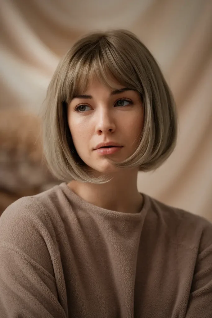 medium length shag haircuts 14. Blunt Bob with Framing Bangs