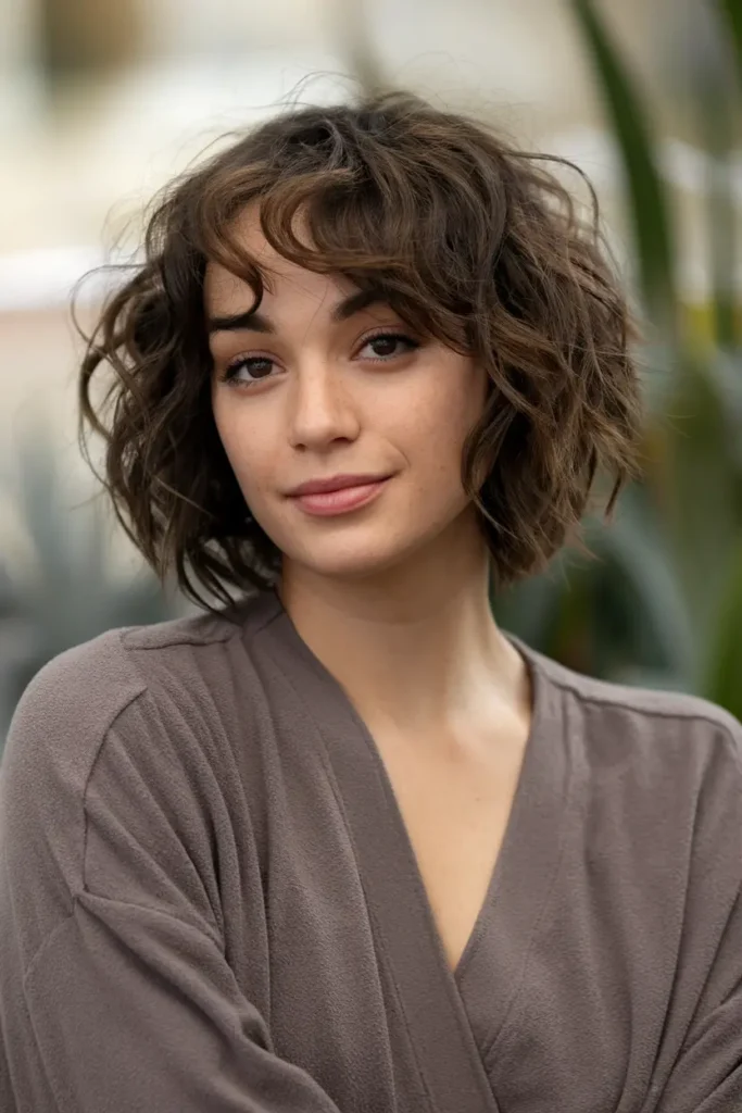 Short Hair With Curtain Bangs? Try These 42 Looks! 20 19. Short Curly Hair with Framing Layers