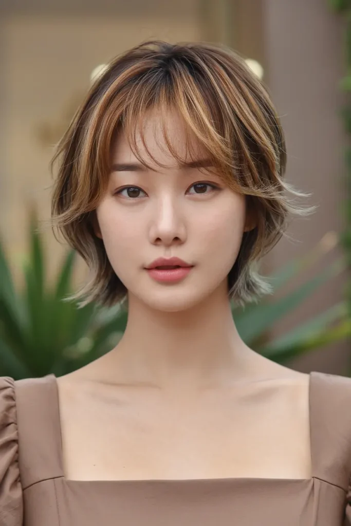46 Best Korean Short Haircuts to try in 2025 43 22. Caramel Colored Highlights