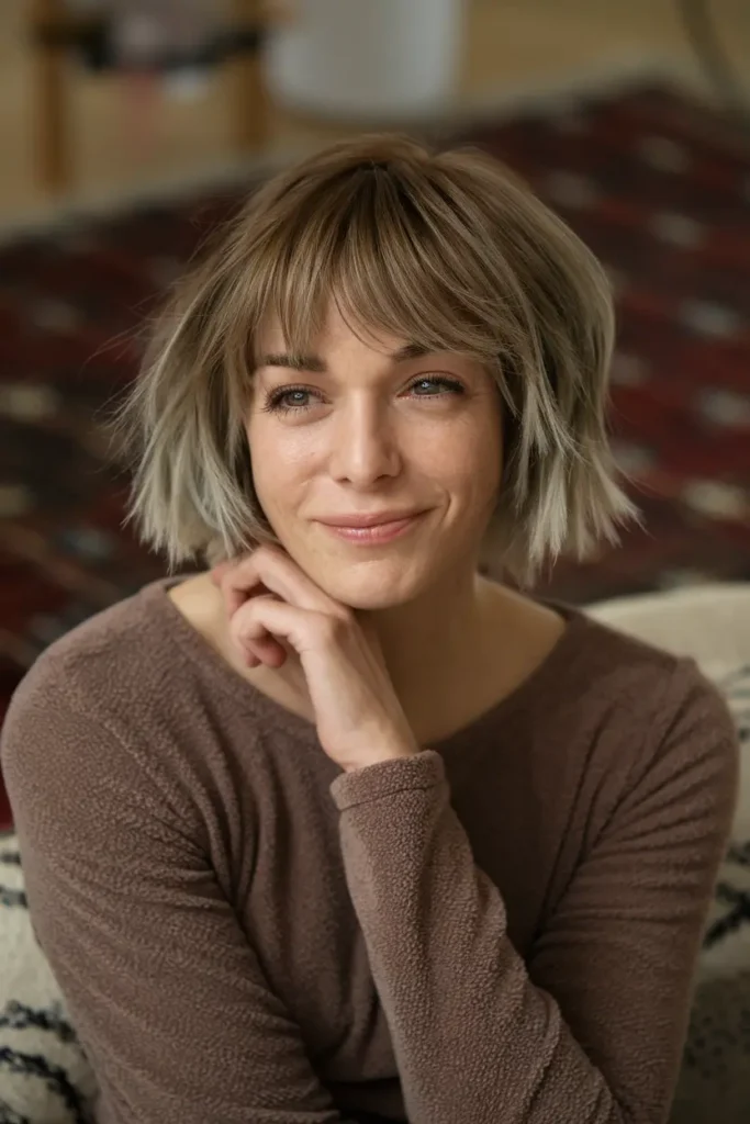 Short Hair With Curtain Bangs? Try These 42 Looks! 31 25. Shaggy Bob with Thick Bangs