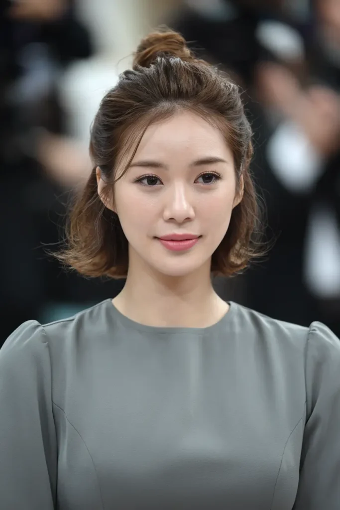 46 Best Korean Short Haircuts to try in 2025 53 27. Half Up Top Knot