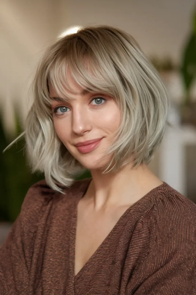 medium length shag haircuts 5. Lob with Curtain Bangs