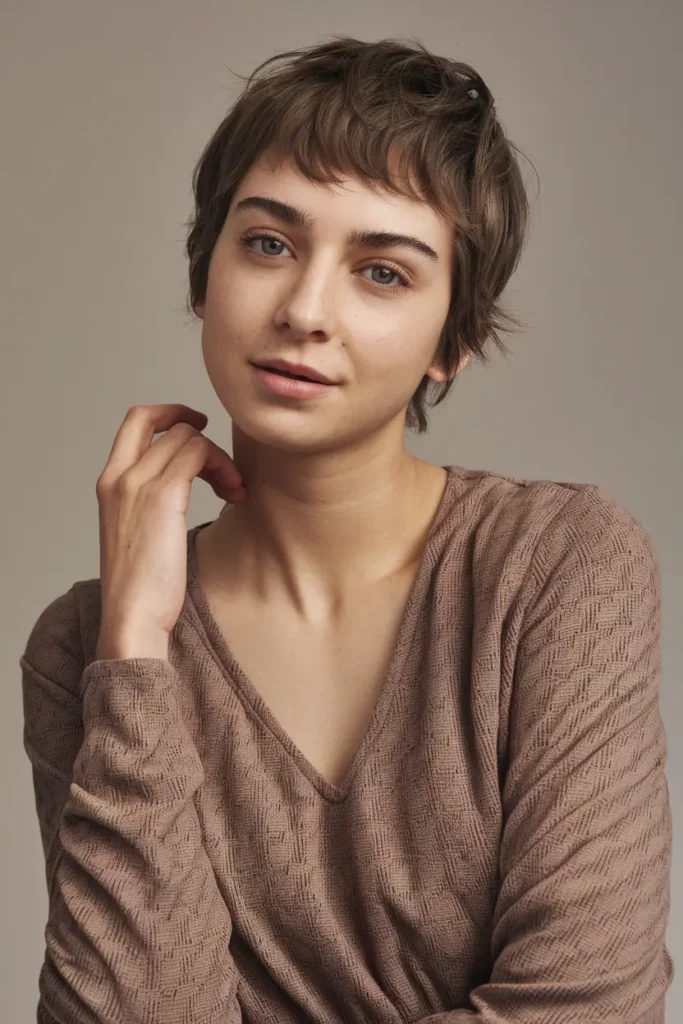 medium length shag haircuts 6. Pixie Cut with Curtain Bangs