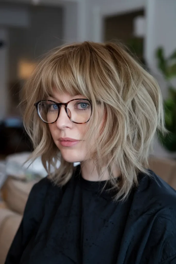 19. Messy Butterfly Haircut with Tousled Waves