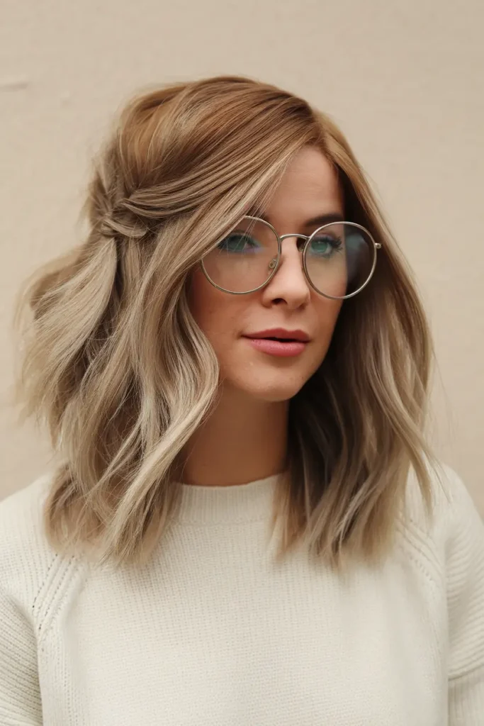 22. Soft Butterfly Cut for Medium Length Hair with a Deep Part