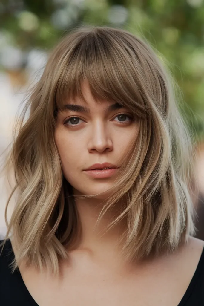 34. Medium Butterfly Haircut with Face Framing Fringe