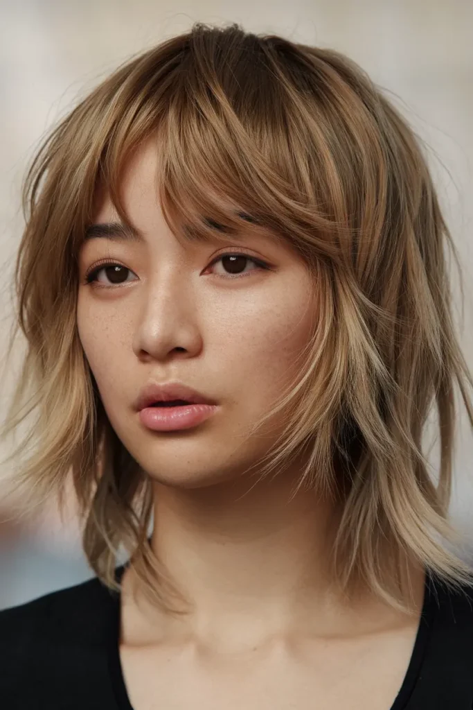 38. Choppy Medium Butterfly Cut with Flipped Ends