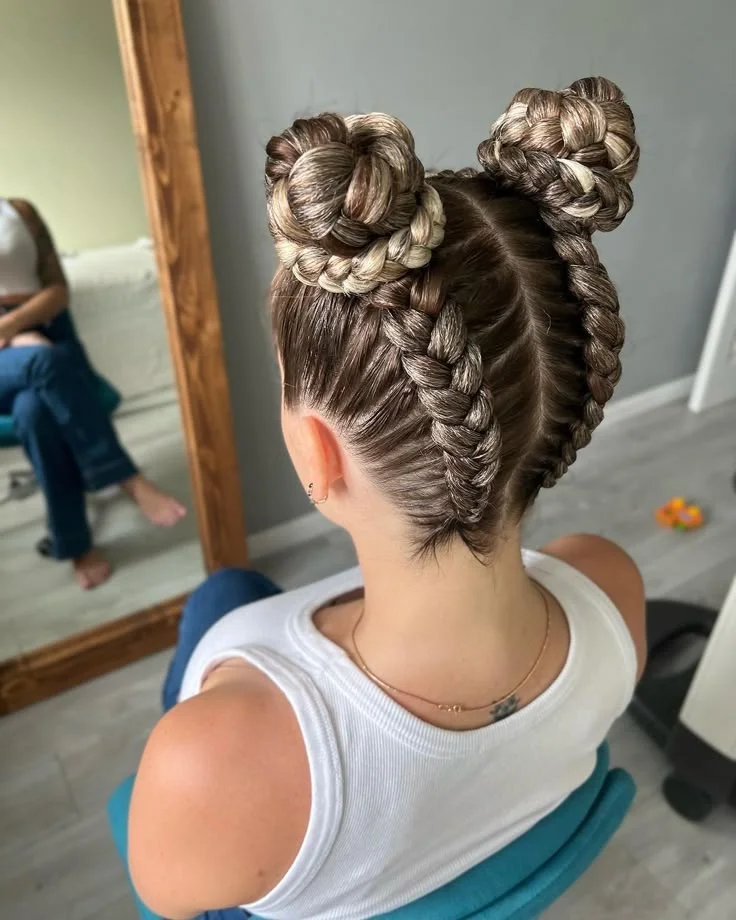 Classic Braided Pigtail Buns