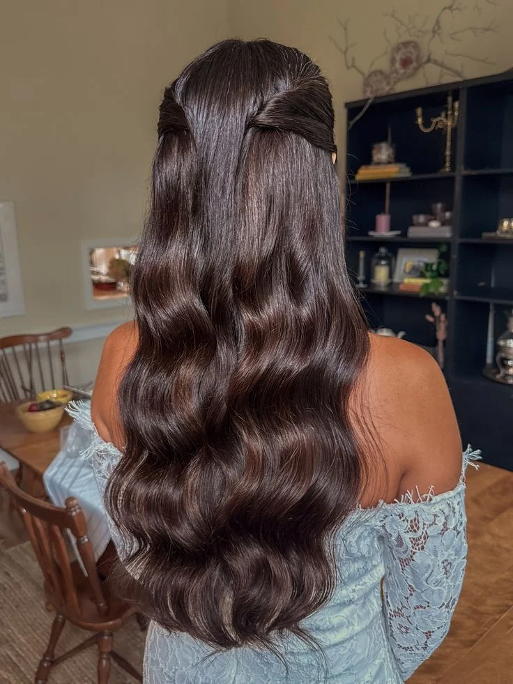 Soft Wave Half Up Wedding Hair