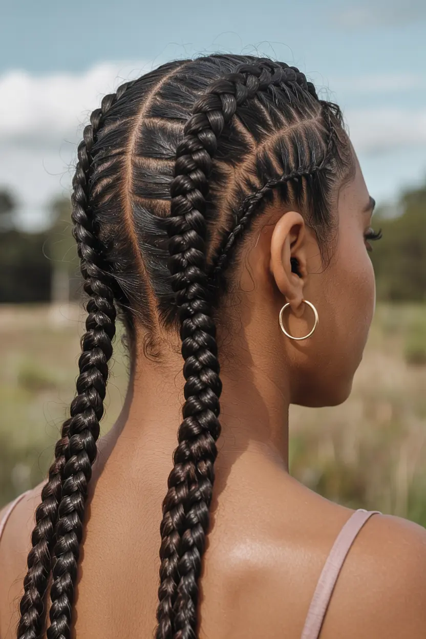 1. Classic Cornrow Pigtails