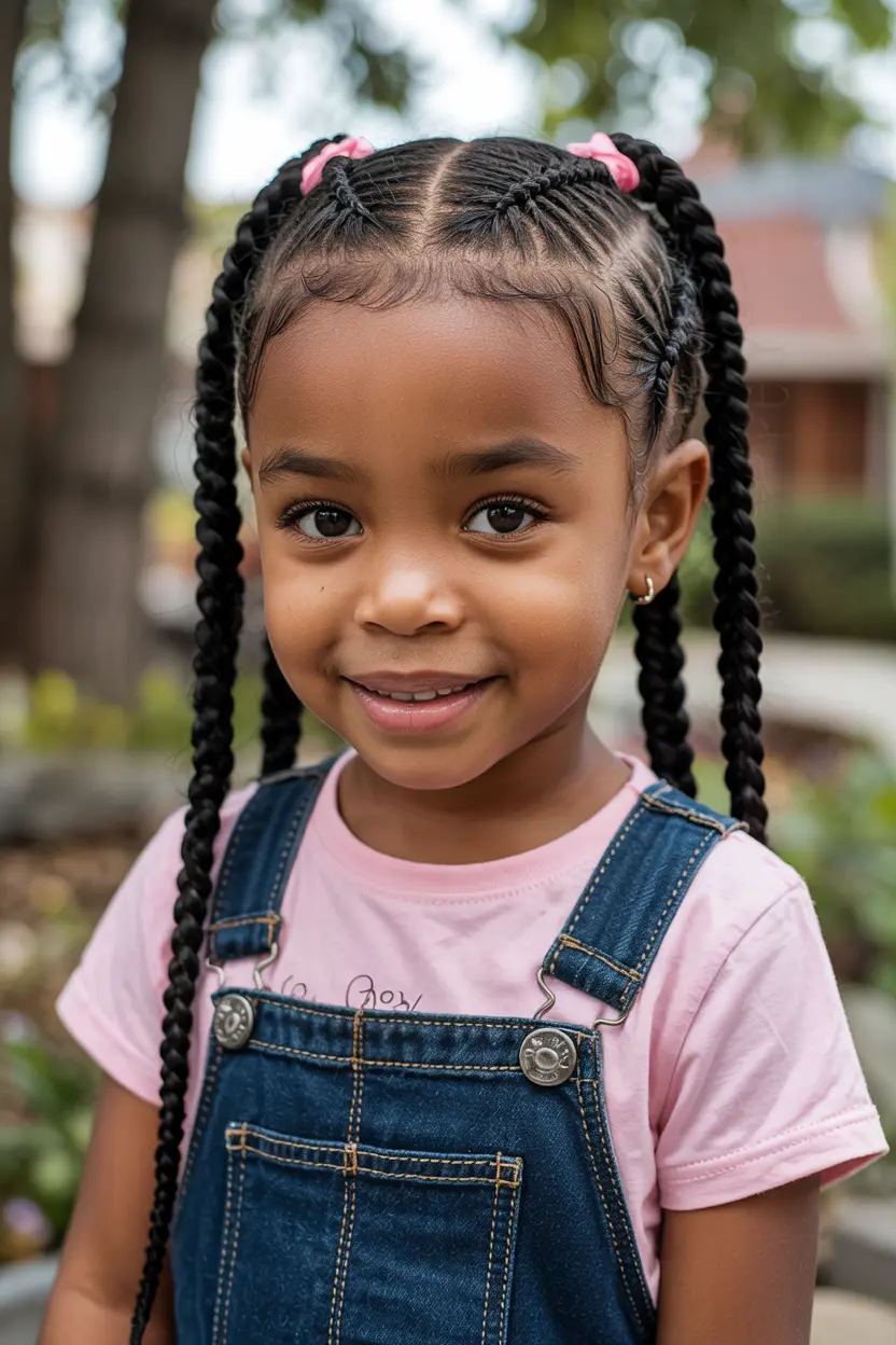 1. Cornrow Pigtails for Kids