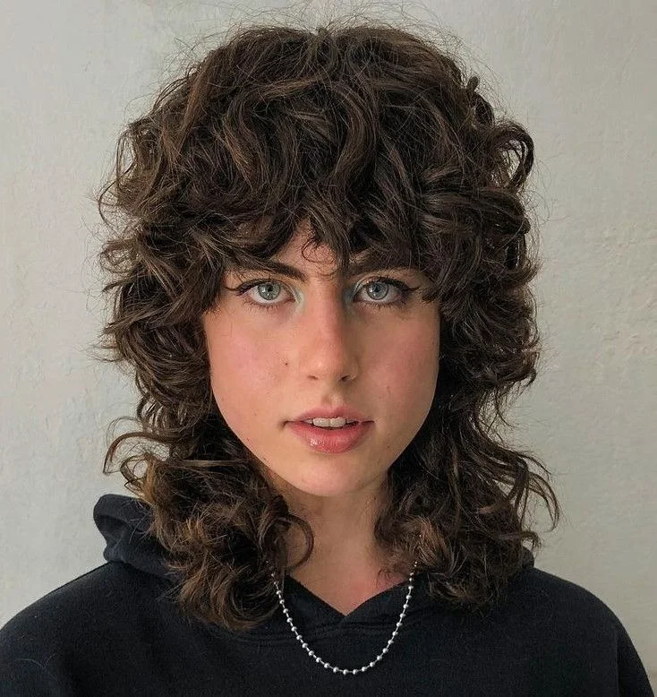 Asymmetrical Curly Wolf Cut