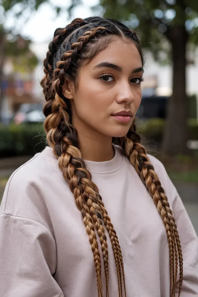 10. Two Side Parted Pigtails