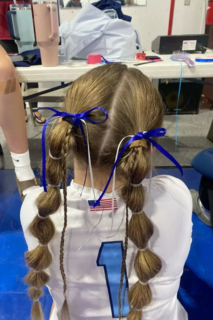 Bubble Braid Pigtails with Ribbons