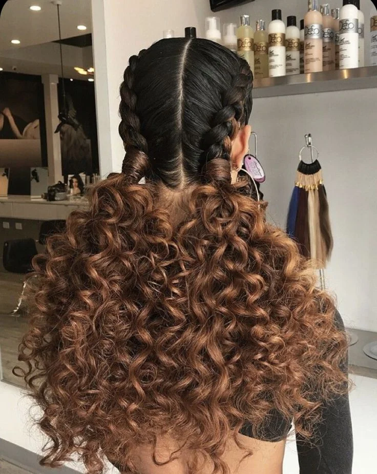 Half-Up Curly Pigtail Braids