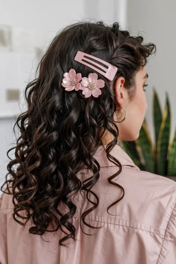 11. Curly Half Up Clip