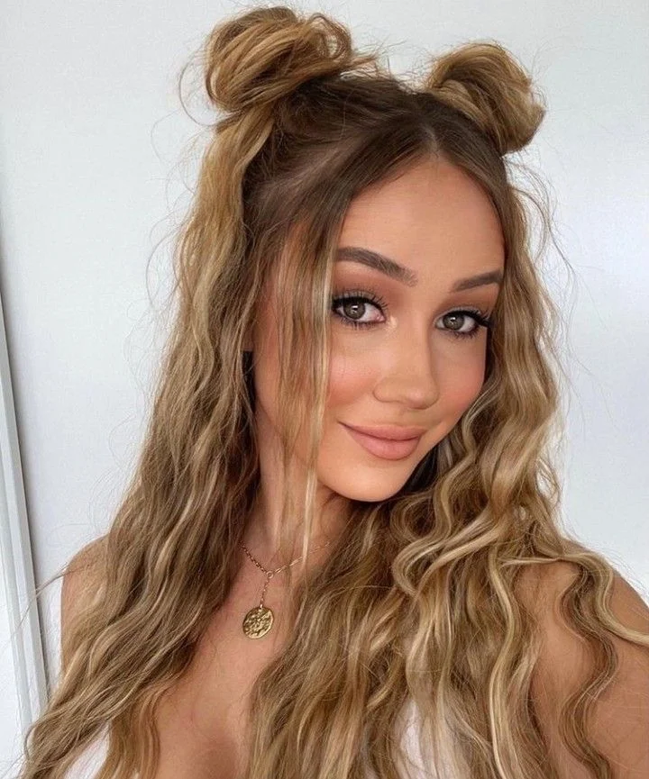 Half-Up Braided Pigtail Buns