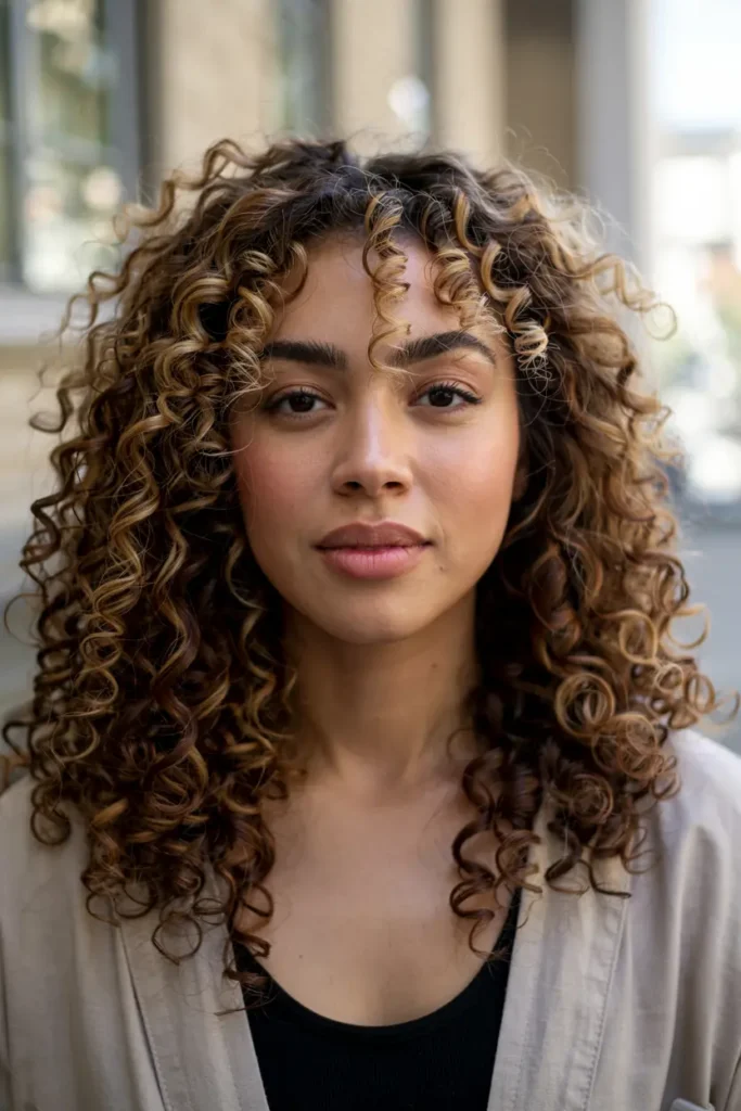 12. Face Framing Curly Highlights