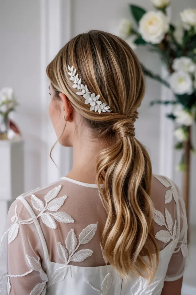 12. Polished Ponytail Bridal Hair