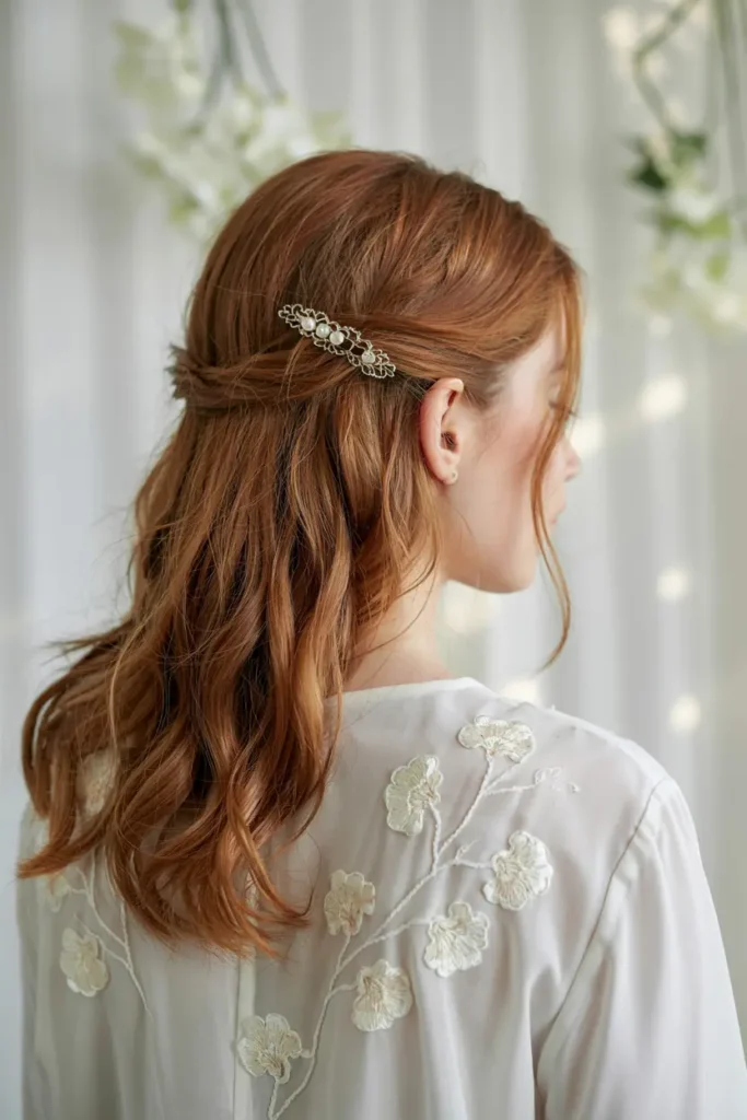 12. Single Pin Wedding Hairstyle