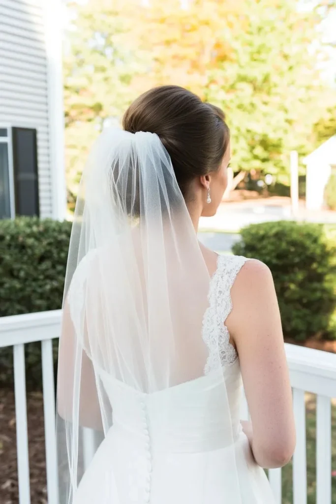 Sculpted Updo with Long Veil