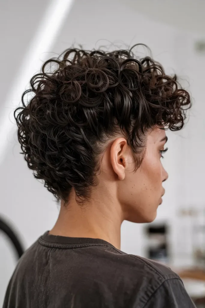 13. Curly Faux Hawk Style