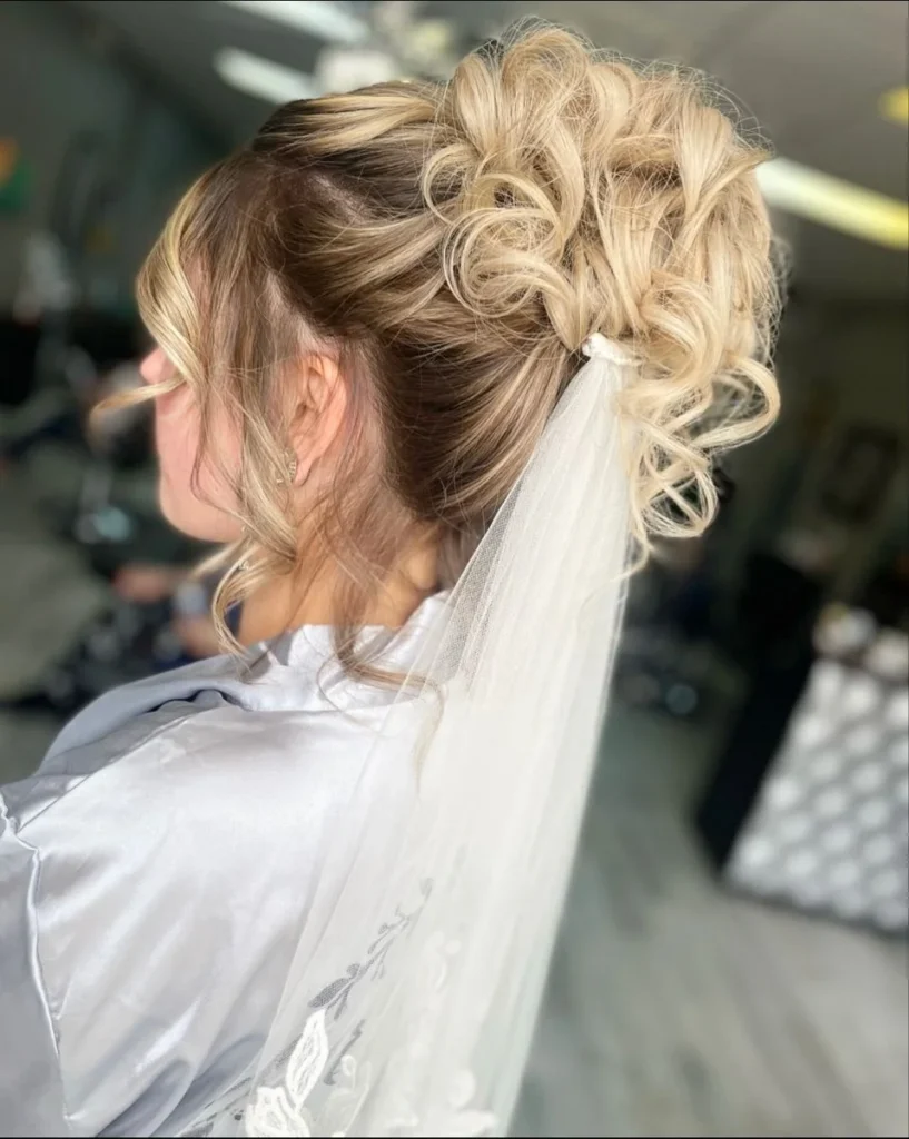 Loose Tendril Updo with Veil