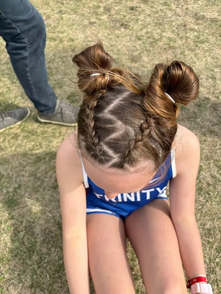 Zig-Zag Part Pigtail Buns