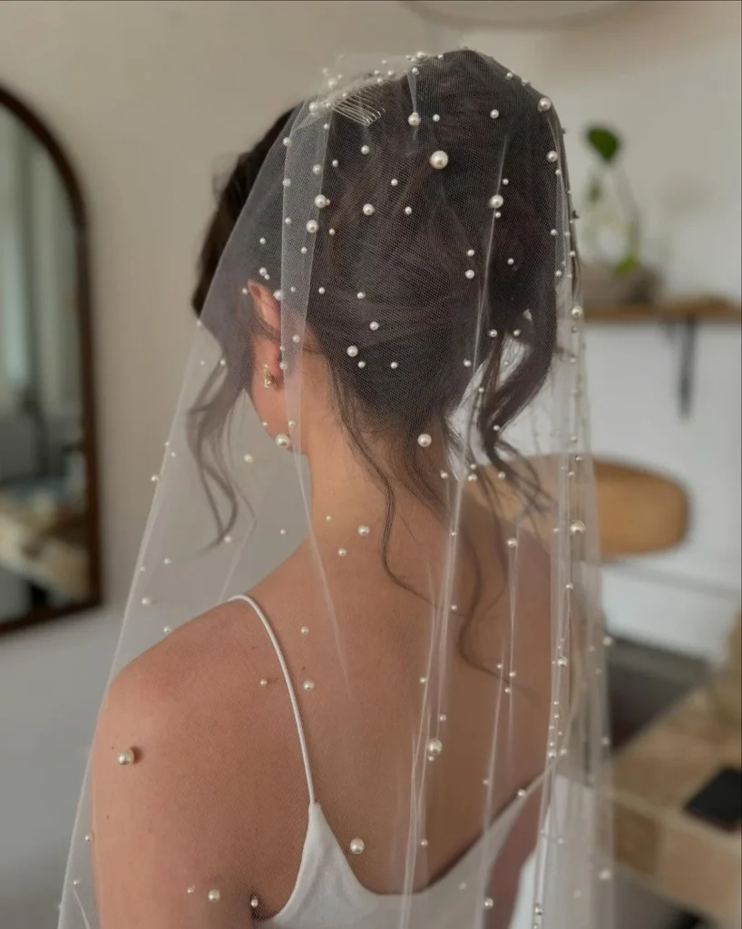 Modern Sleek Updo with Veil