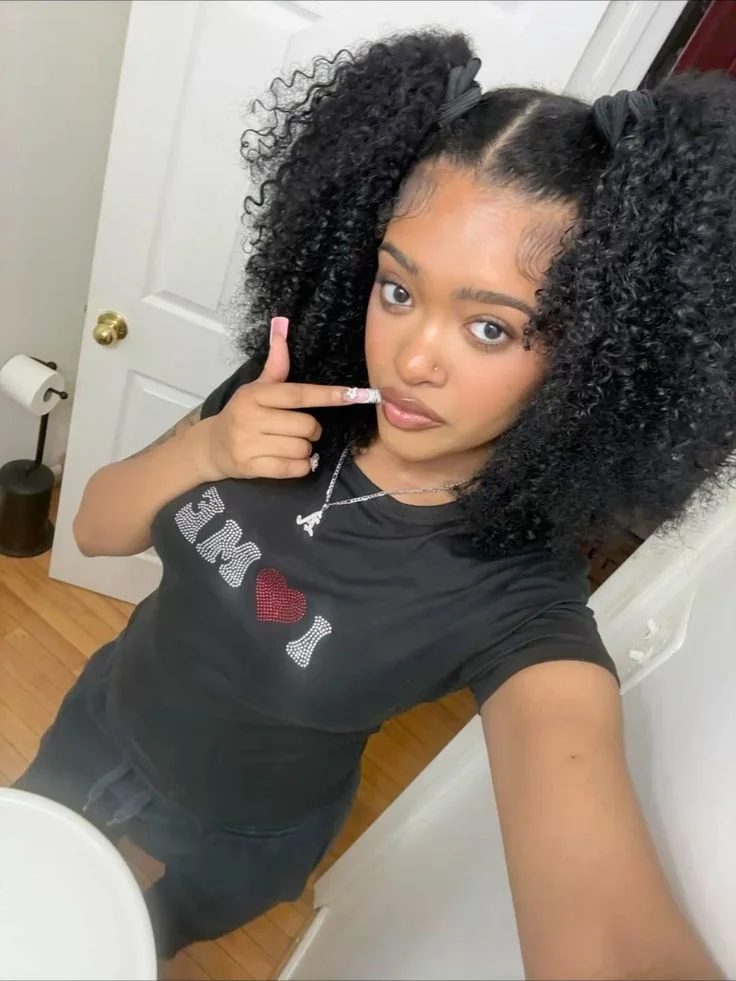 Short Curly Pigtail Braids