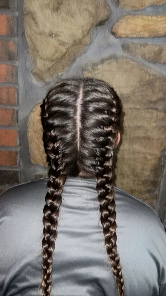 French Braid Pigtails with Scalp Design