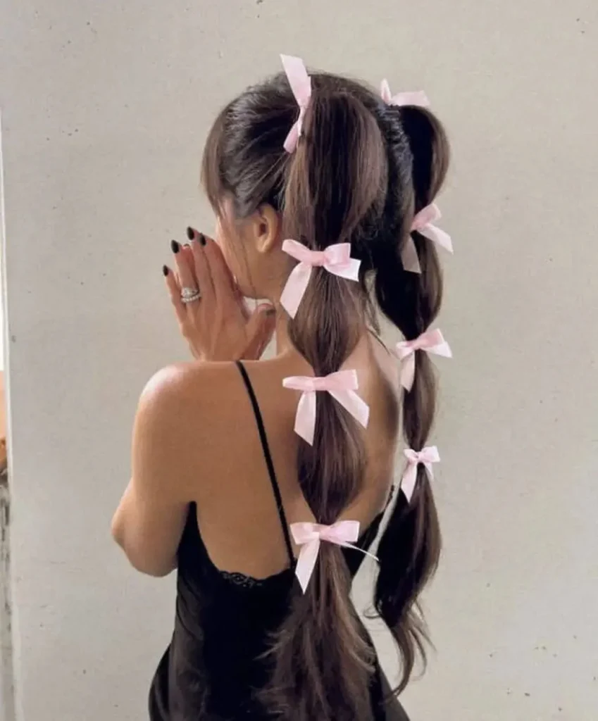Bubble Braid Pigtails with Bows